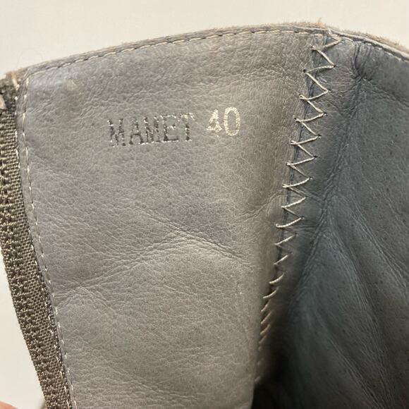 Anthropologie Silent D Mamet Gray Embroidered Suede Heeled Boots Size 10 - Picture 6 of 10